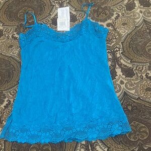 Blue Lace Trim Cami Top